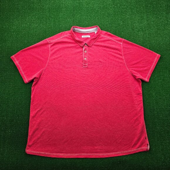 Tommy Bahama Polo Shirt Mens 3XLB Red Short Sleeve Golf Performance Preppy - Picture 1 of 12